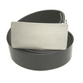 Leather Belt with Brushed Silver Buckle